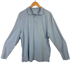 Coolibar‎ Mens Shirt UPF 50+ Large Weekend Polo Long Sleeve Blue Sun Protection